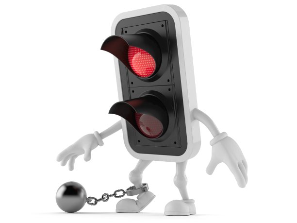 红色的交通灯性格与监狱球图片下载