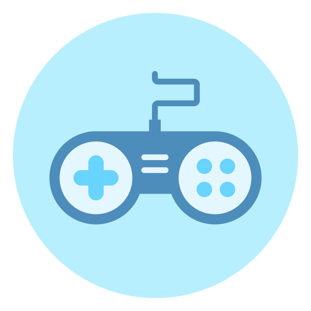 控制台图标视频游戏控制器在蓝色背景素材图片