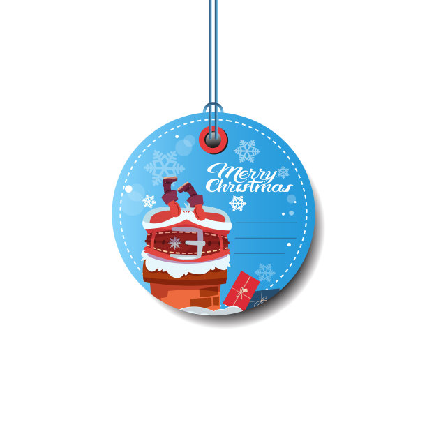 Round Sale Tag假日折扣Merry Christmas Sticker With Santa Isolated On White Background图片下载