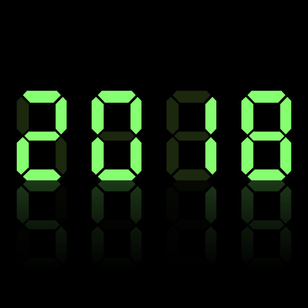 绿色电子数字2018。孤立在黑色背景上。矢量插图。图片下载