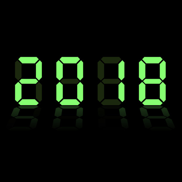 绿色电子数字2018。孤立在黑色背景上。矢量插图。图片下载