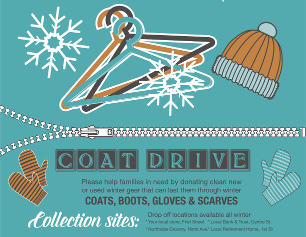 冬季大衣驱动慈善海报模板图片下载