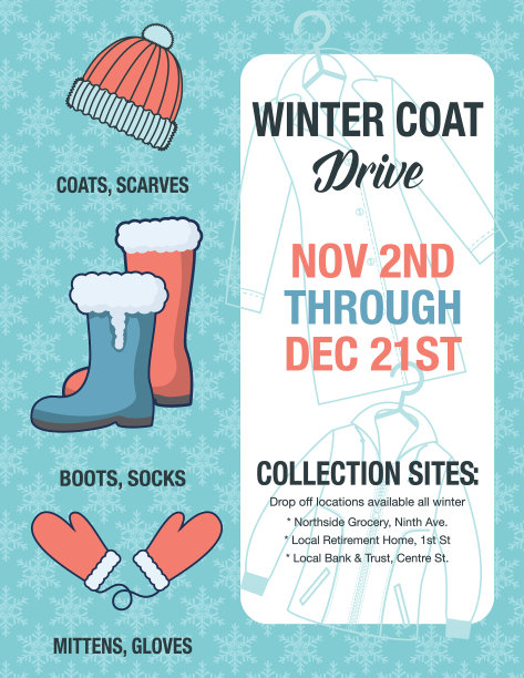 冬季大衣驱动慈善海报模板图片下载