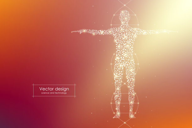 摘要人体含有分子DNA。医学、科技理念。矢量图素材图片