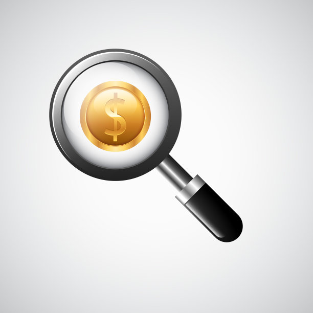 放大镜寻找金钱插图图片下载