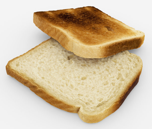 面包片-吐司对-孤立在白色图片下载