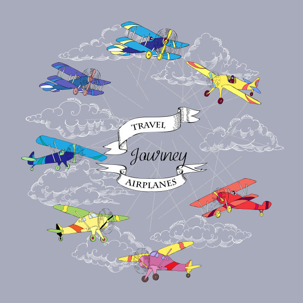 彩色飞机背景图片下载