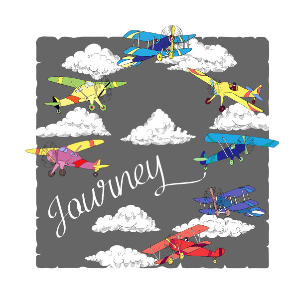 彩色飞机背景图片下载