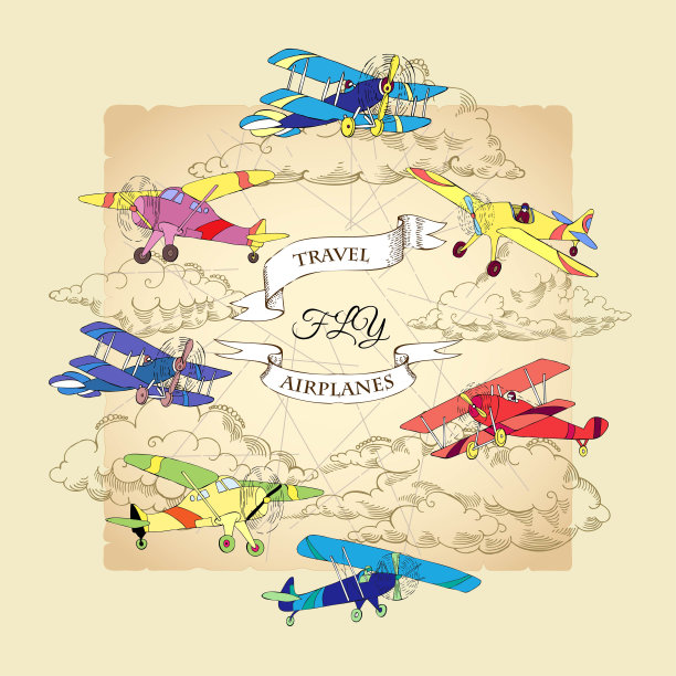 彩色飞机背景图片下载