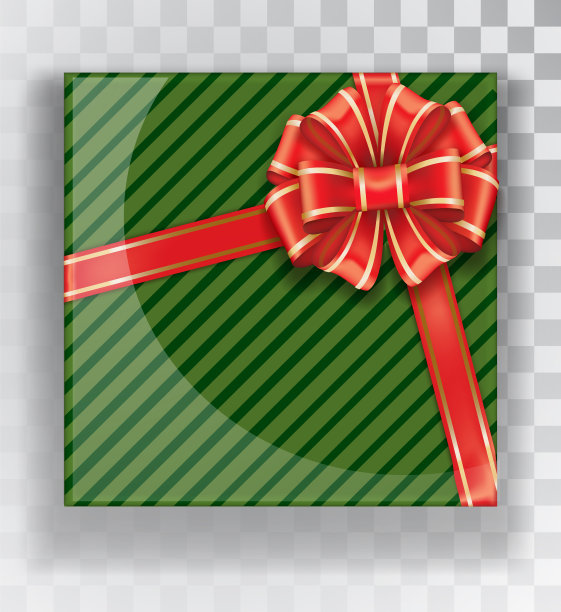 礼物盒子。绿色的圣诞礼物盒孤立在一个透明的背景。绿色的盒子，一个彩色的优雅的蝴蝶结。真实的矢量对象隔离。图片下载
