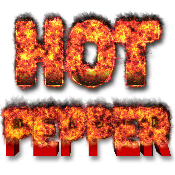 股票插图-燃烧的火焰热，红辣椒，3D插图，白色背景。图片下载