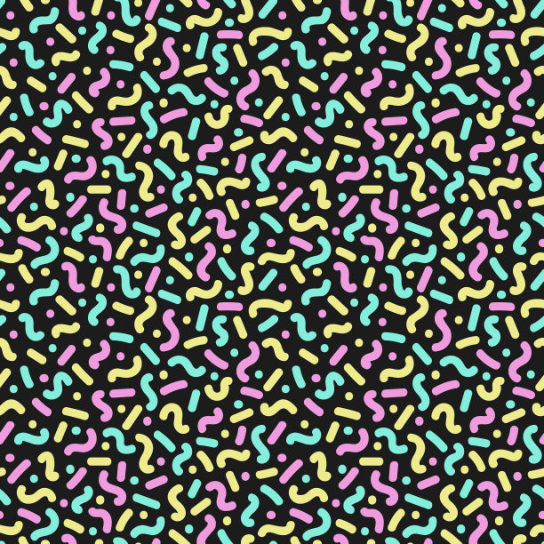 曲线和点。80-90年代风格无缝图案素材图片