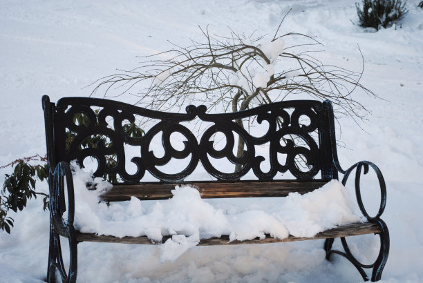 被雪覆盖的长凳图片下载
