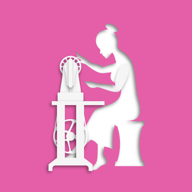 坐在缝纫机旁的女人图片下载