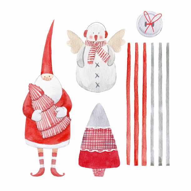 漂亮的水彩圣诞向量集图片下载