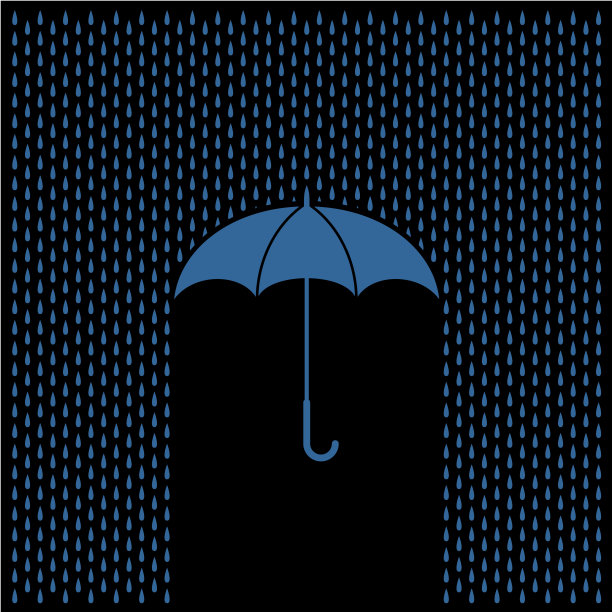晚上带伞带雨。雨滴和雨伞的保护理念。图片下载