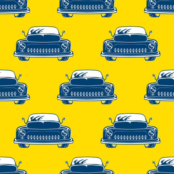 复古汽车图案无缝背景矢量素材图片下载