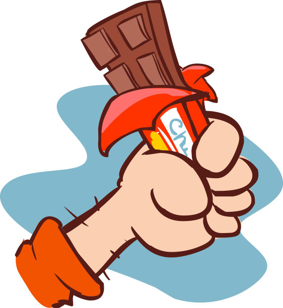 一个手持巧克力的矢量插图图片下载