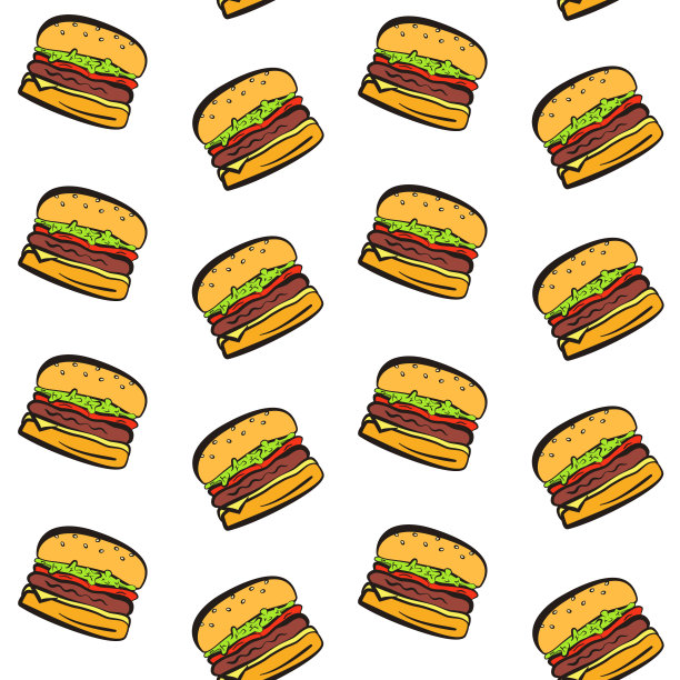 卡通坠落汉堡无缝模式图片下载