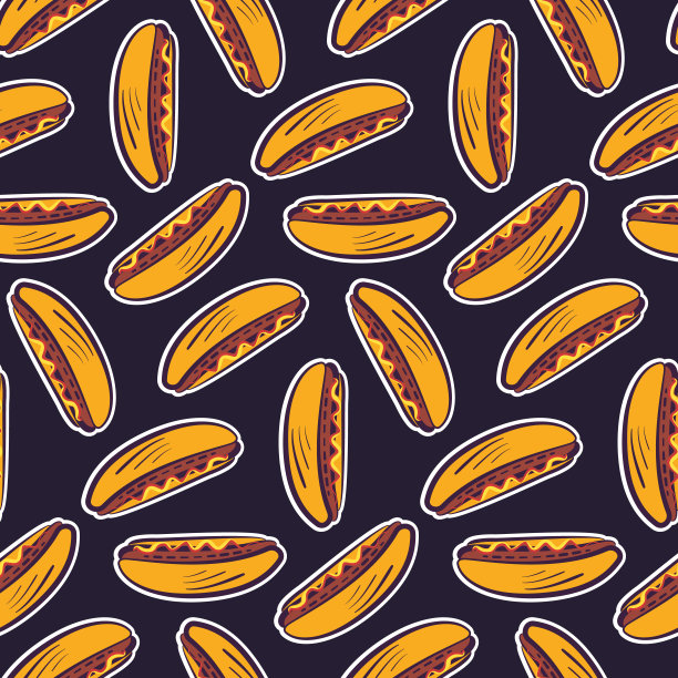 图案与可爱的卡通美国热狗图片下载