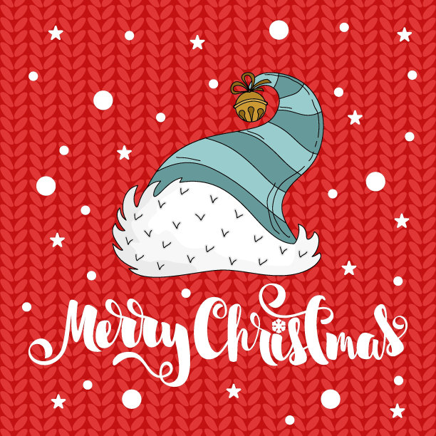 手绘字母圣诞快乐。圣诞贺卡。矢量插图。图片下载