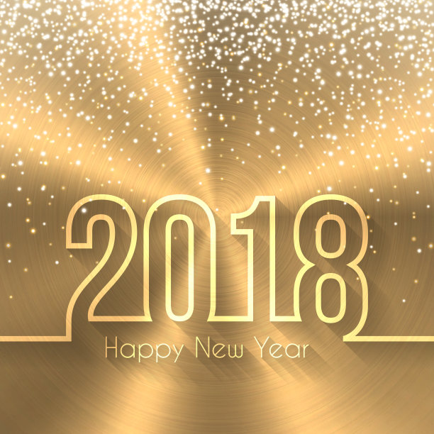 2018年新年快乐-圆形拉丝金属纹理(青铜、铜)图片下载