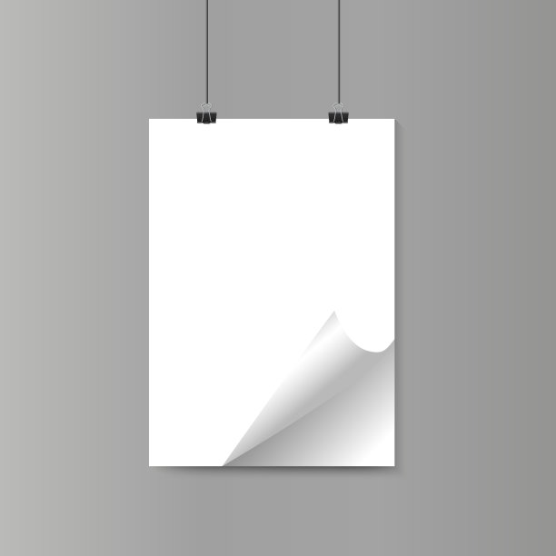 空孤立现实的垂直纸海报与卷曲的角图片下载