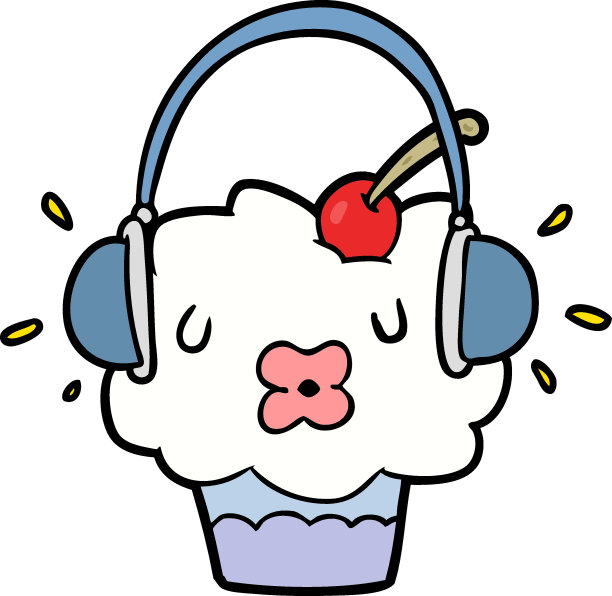 卡通纸杯蛋糕听音乐图片下载