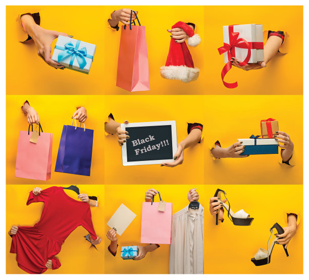 关于黑色星期五和促销概念的拼贴画图片下载
