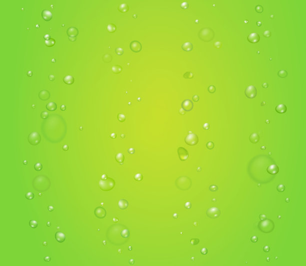 带有气泡或水滴的屏幕矢量背景。酸橙，芦荟，猕猴桃汁插图图片下载