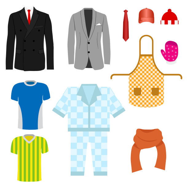 一套衣服。西装，睡衣，围裙，围巾，领带。图片下载