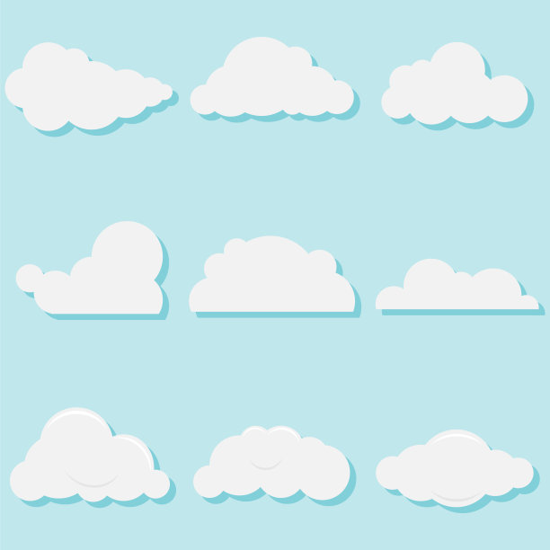 云，一组有阴影的云。素材图片