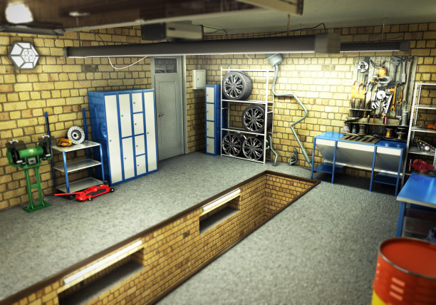 车库3D室内3D渲染视图图片下载