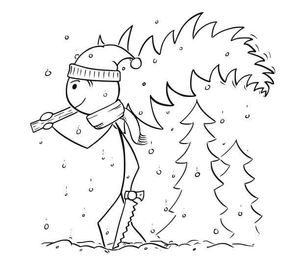 从森林里搬圣诞树的人图片下载