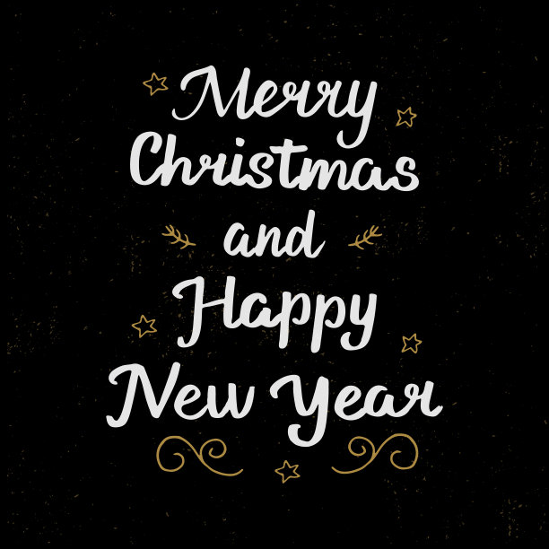 圣诞快乐，新年快乐。手绘笔刷字。海报、邀请函、卡片等矢量素材。图片下载