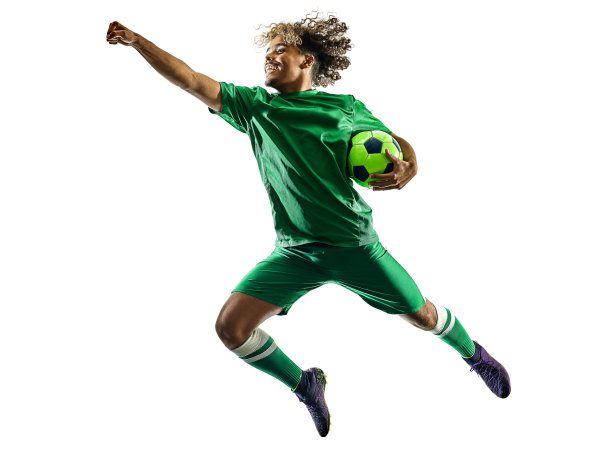 年轻足球运动员剪影庆祝图片下载