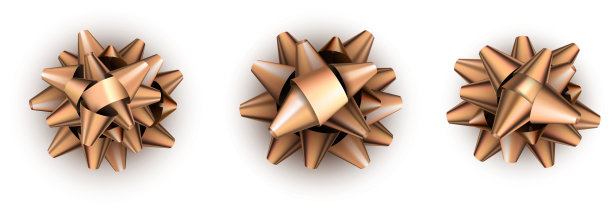 金色现实的弓孤立在白色。素材图片