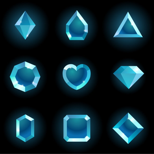 一套不同形状的宝石。图片下载