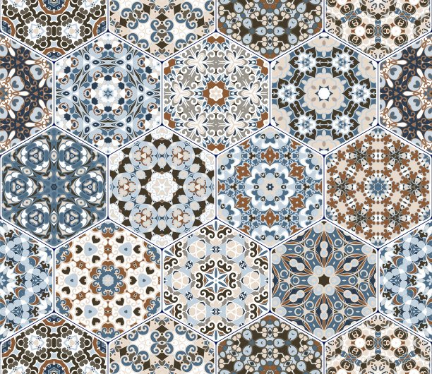 六边形图案的向量集。图片下载