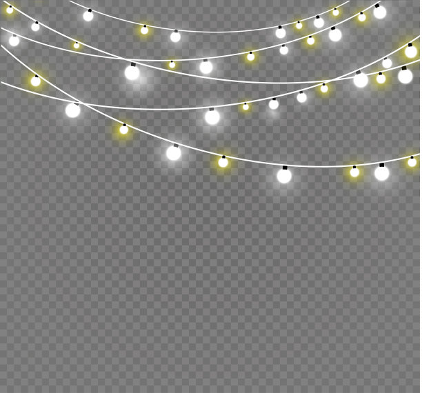 圣诞灯孤立在透明的背景。圣诞节的花环。矢量图图片下载