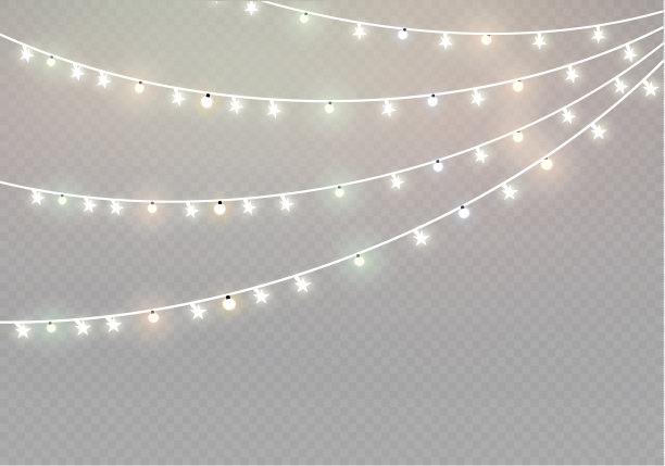 圣诞灯孤立在透明的背景。圣诞节的花环。矢量图图片下载