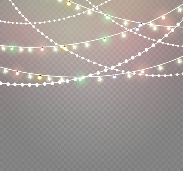 圣诞灯孤立在透明的背景。圣诞节的花环。矢量图图片下载