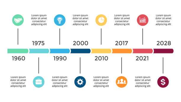 矢量箭头圈时间轴信息图，图表图表，图形表示。业务进展概念8个选项，零件，步骤，过程图片下载