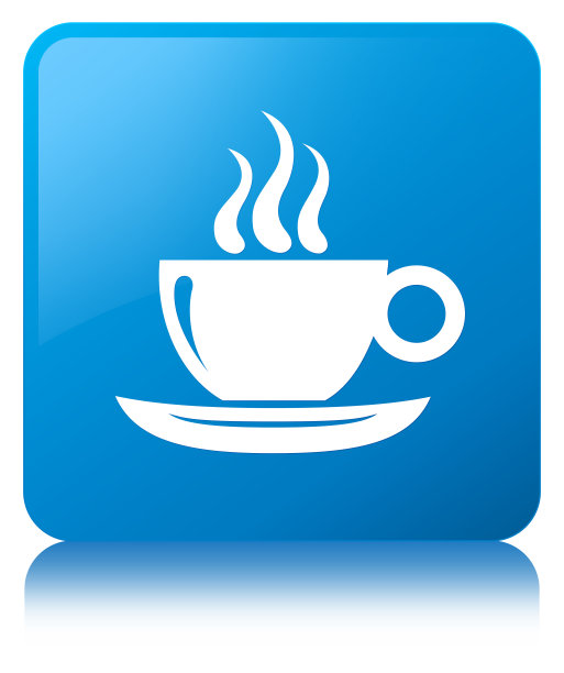 咖啡杯图标蓝绿色方形按钮图片下载