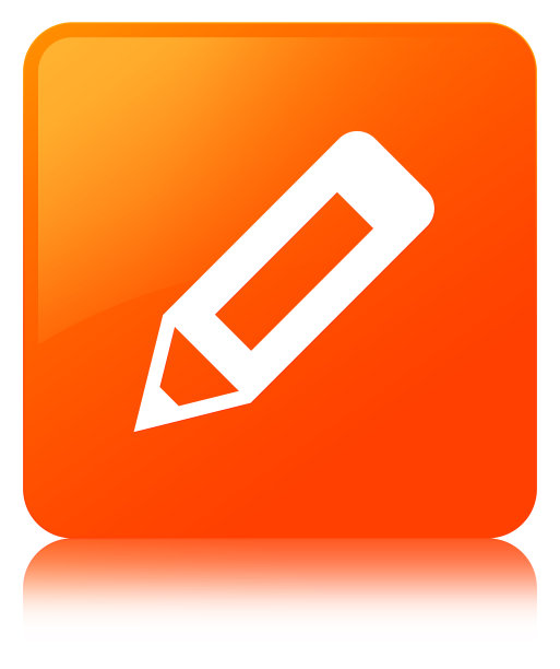 铅笔图标橙色方形按钮图片下载