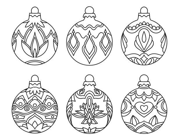 儿童涂色书，圣诞球收藏图片下载