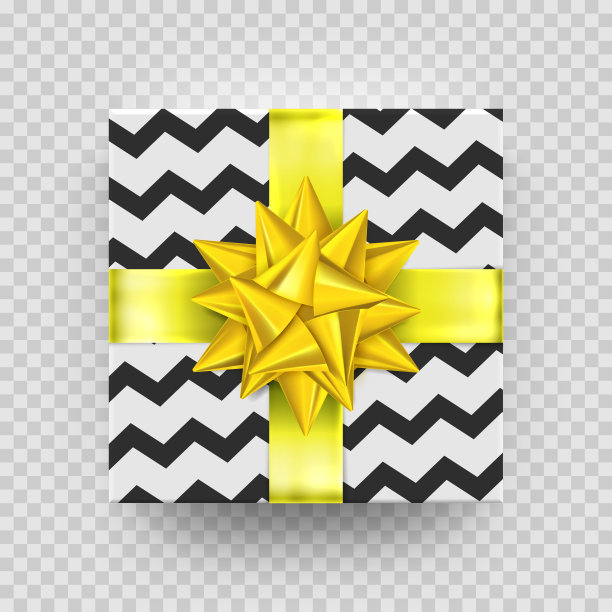 圣诞礼盒礼品金丝带蝴蝶结包装图案矢量透明背景图片下载