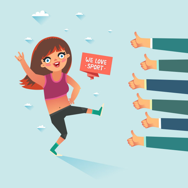 年轻女子用“我们爱运动”丝带做运动图片下载