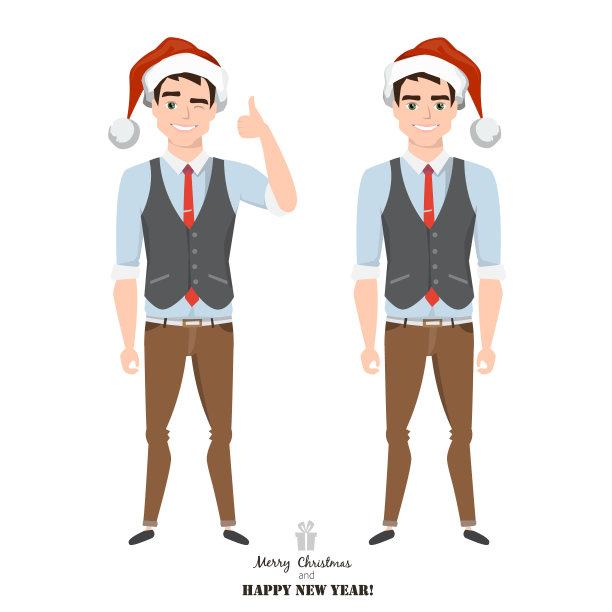 戴圣诞帽的商人图片下载