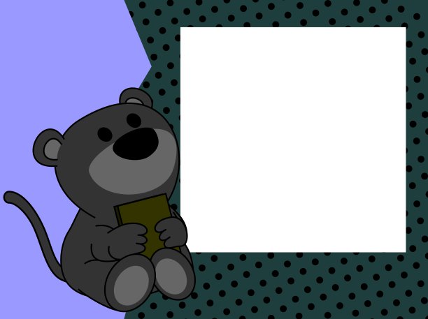 可爱的宝宝豹书画框背景图片下载